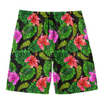 Monstera Hibiscus Hawaii Pattern Print Men's Swim Trunks