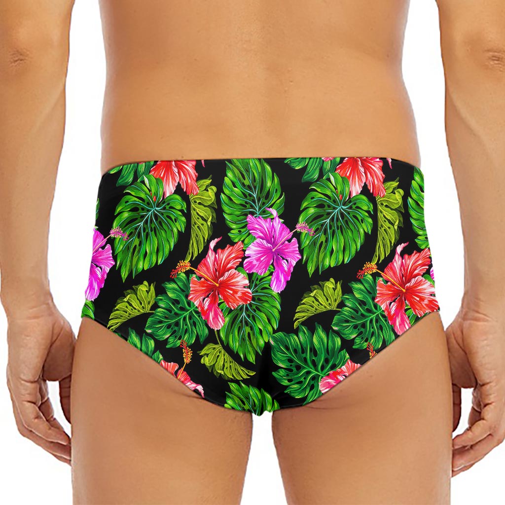Monstera Hibiscus Hawaii Pattern Print Men's Triangle Swim Briefs