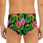 Monstera Hibiscus Hawaii Pattern Print Men's Triangle Swim Briefs
