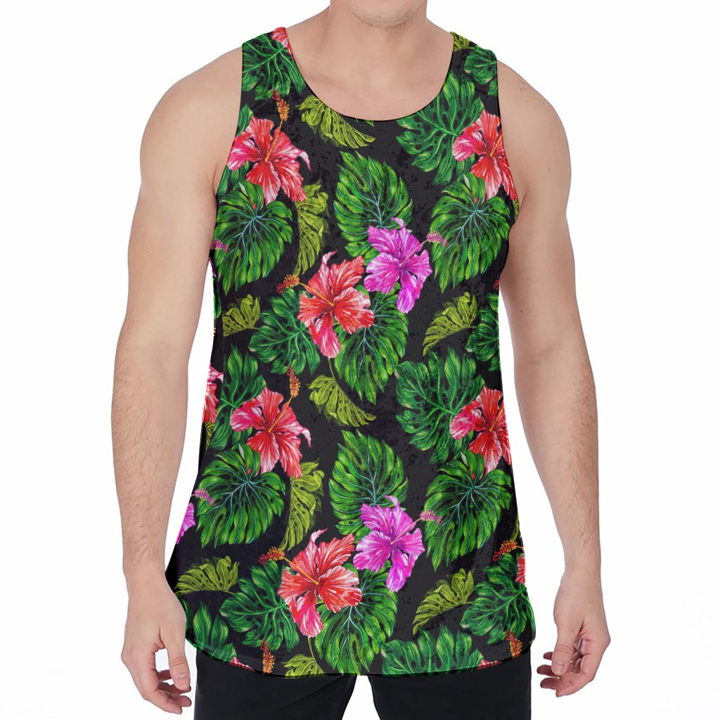 Monstera Hibiscus Hawaii Pattern Print Men's Velvet Tank Top