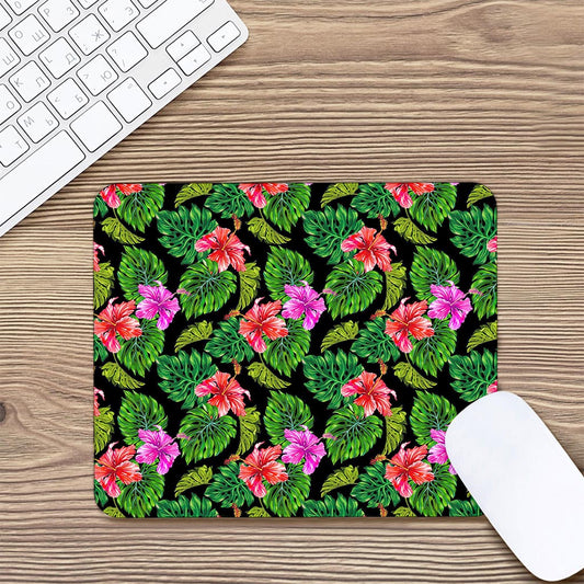 Monstera Hibiscus Hawaii Pattern Print Mouse Pad
