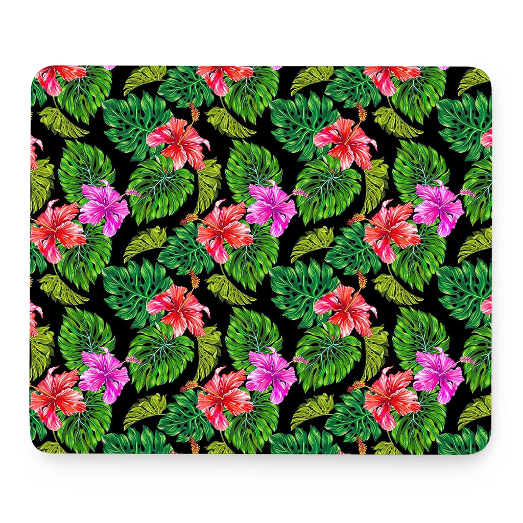 Monstera Hibiscus Hawaii Pattern Print Mouse Pad