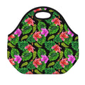 Monstera Hibiscus Hawaii Pattern Print Neoprene Lunch Bag