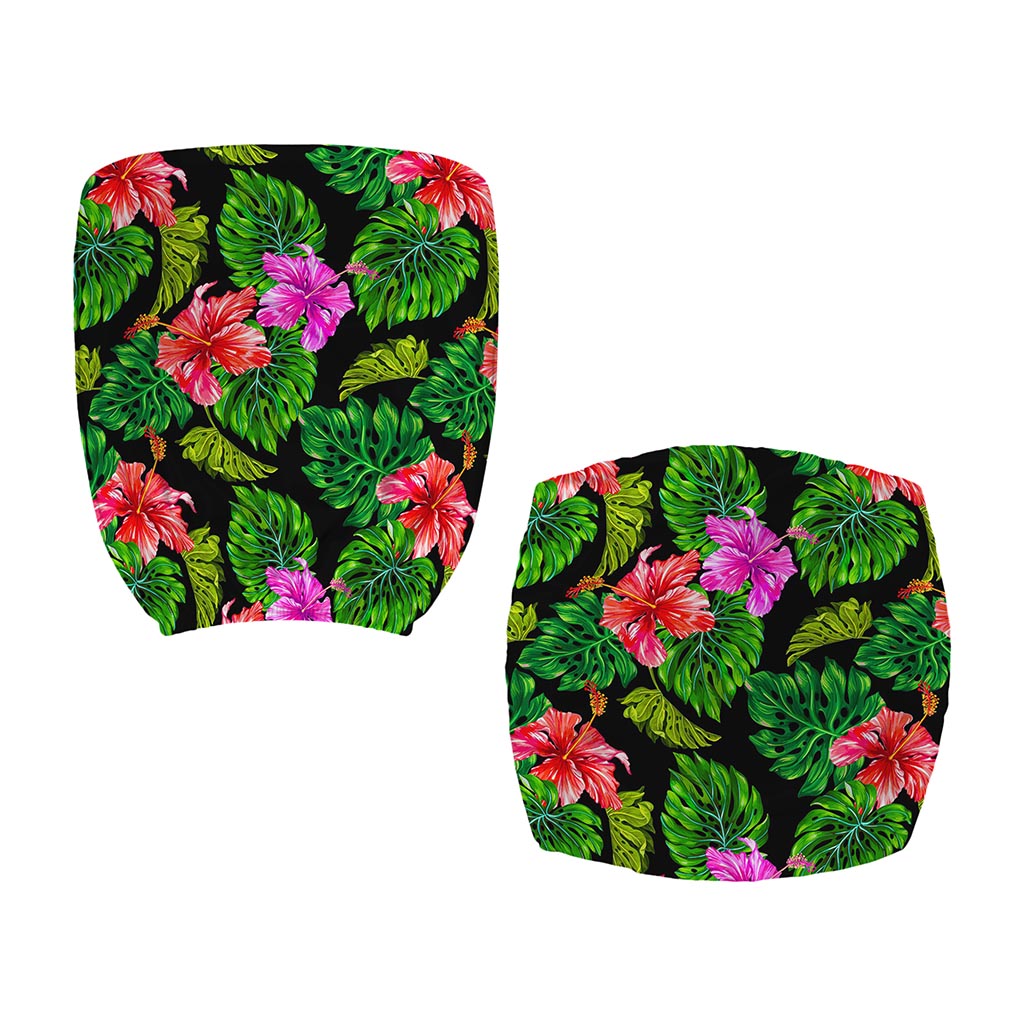 Monstera Hibiscus Hawaii Pattern Print Office Chair Cover