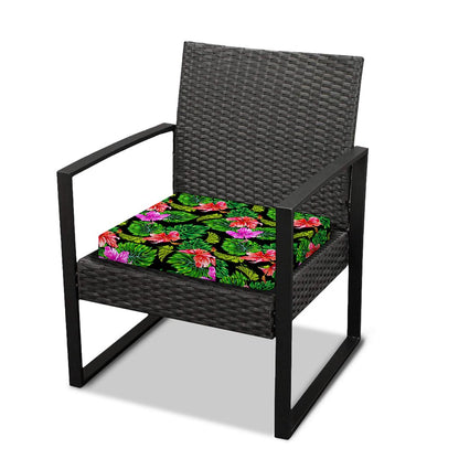 Monstera Hibiscus Hawaii Pattern Print Outdoor Seat Cushion Cover