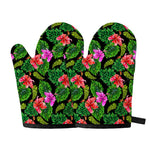 Monstera Hibiscus Hawaii Pattern Print Oven Mitts