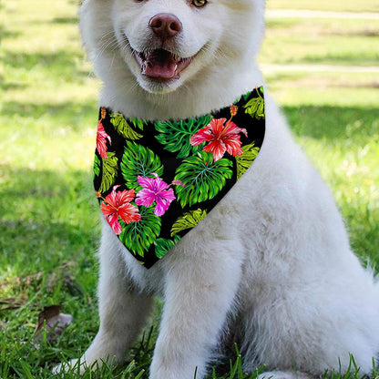 Monstera Hibiscus Hawaii Pattern Print Over The Collar Dog Bandana