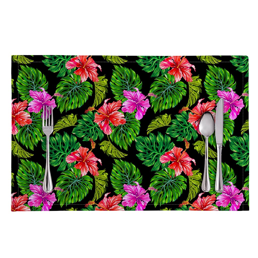 Monstera Hibiscus Hawaii Pattern Print Placemat