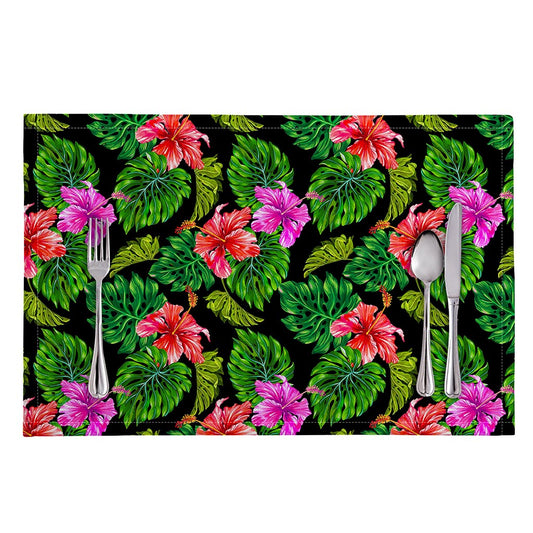 Monstera Hibiscus Hawaii Pattern Print Placemat