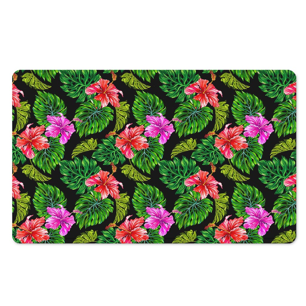 Monstera Hibiscus Hawaii Pattern Print Polyester Doormat