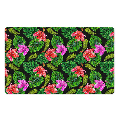 Monstera Hibiscus Hawaii Pattern Print Polyester Doormat