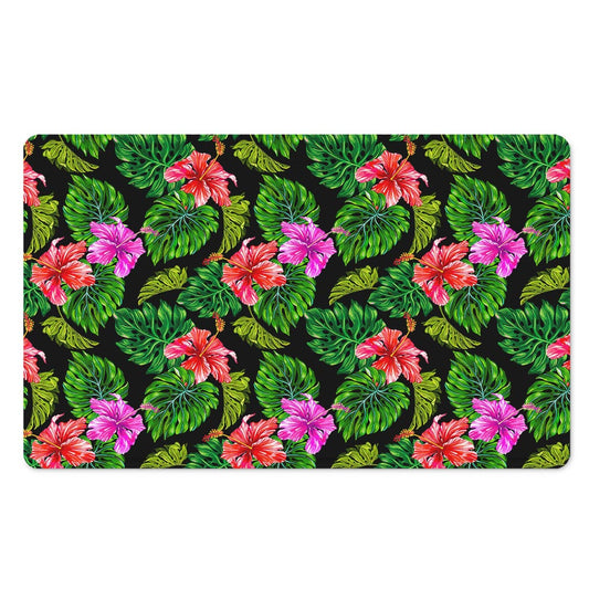Monstera Hibiscus Hawaii Pattern Print Polyester Doormat