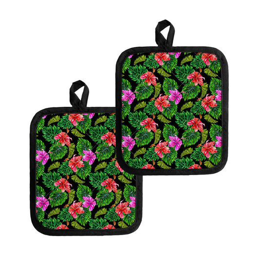 Monstera Hibiscus Hawaii Pattern Print Pot Holders