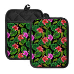 Monstera Hibiscus Hawaii Pattern Print Pot Holders With Pocket