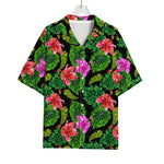 Monstera Hibiscus Hawaii Pattern Print Rayon Hawaiian Shirt