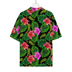 Monstera Hibiscus Hawaii Pattern Print Rayon Hawaiian Shirt