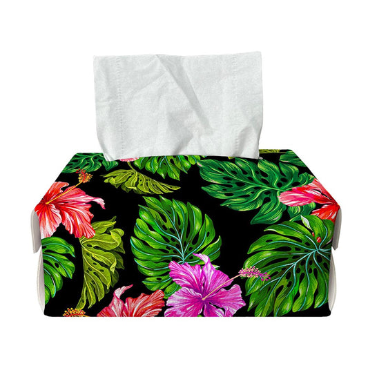 Monstera Hibiscus Hawaii Pattern Print Rectangle Tissue Box Cover