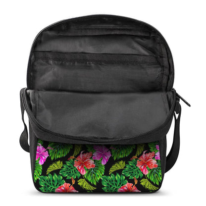 Monstera Hibiscus Hawaii Pattern Print Rectangular Crossbody Bag