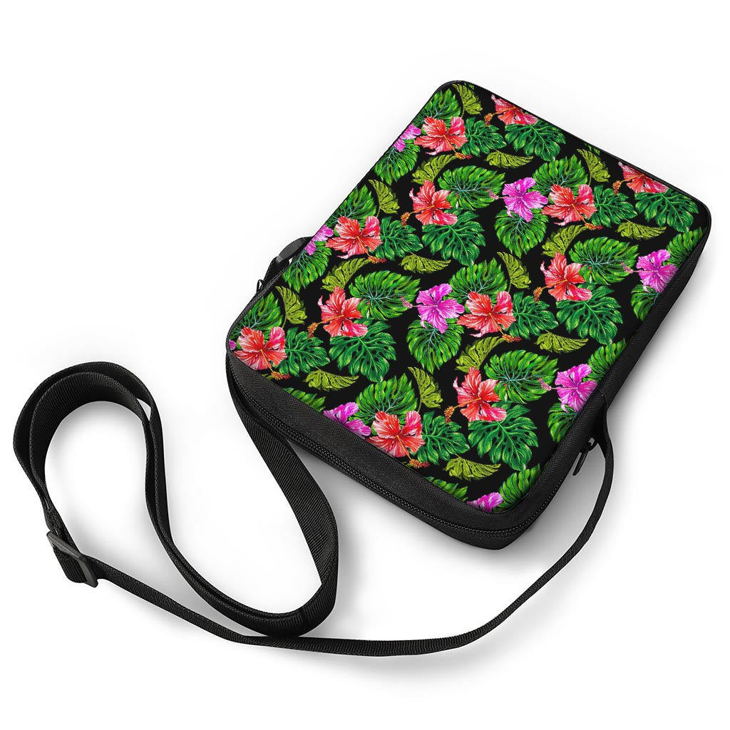 Monstera Hibiscus Hawaii Pattern Print Rectangular Crossbody Bag