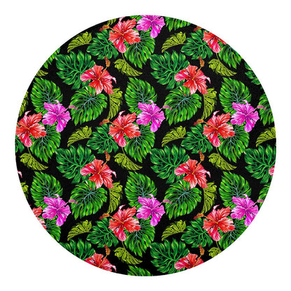 Monstera Hibiscus Hawaii Pattern Print Round Blanket
