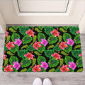 Monstera Hibiscus Hawaii Pattern Print Rubber Doormat