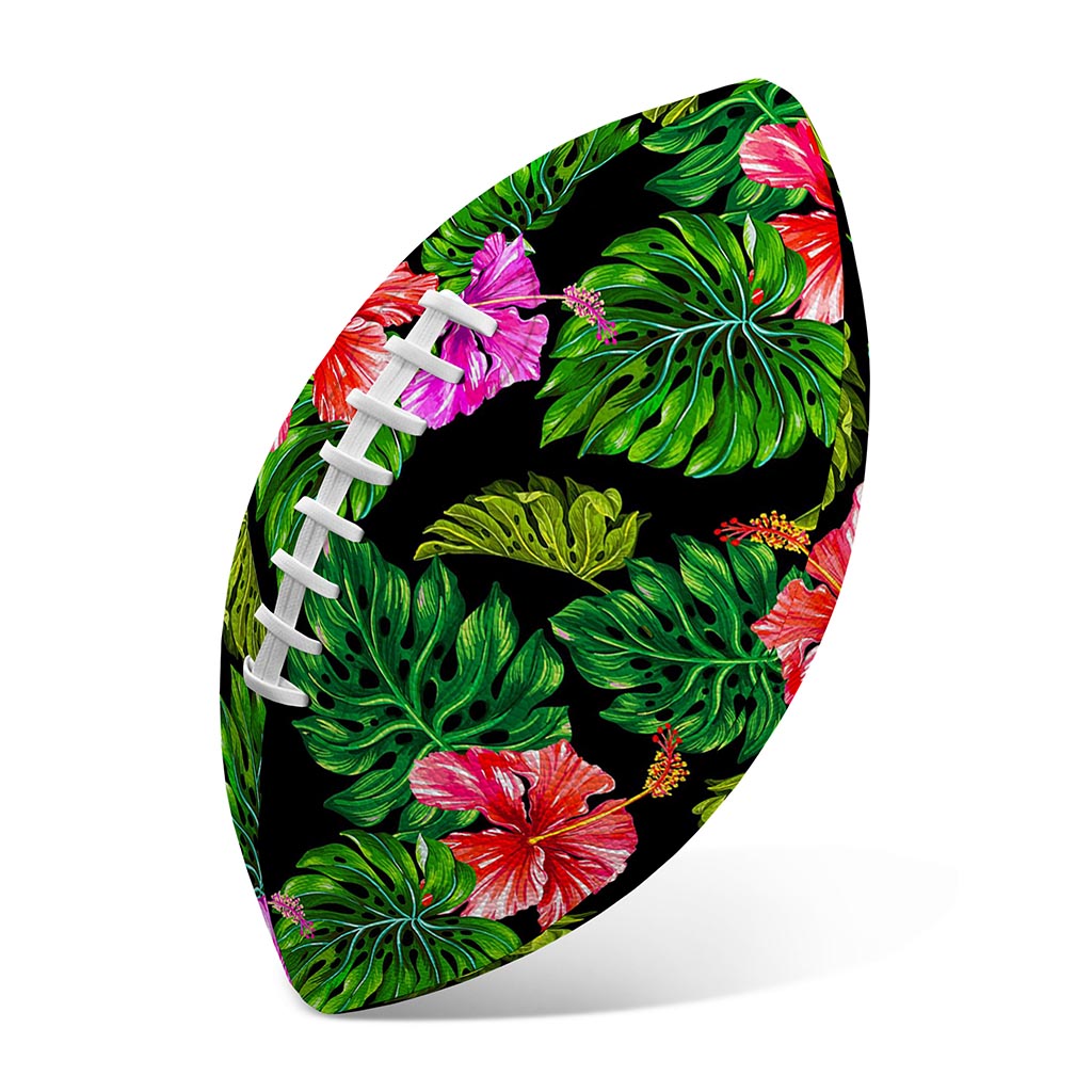 Monstera Hibiscus Hawaii Pattern Print Rugby Ball