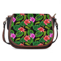 Monstera Hibiscus Hawaii Pattern Print Saddle Bag