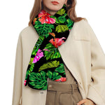 Monstera Hibiscus Hawaii Pattern Print Scarf