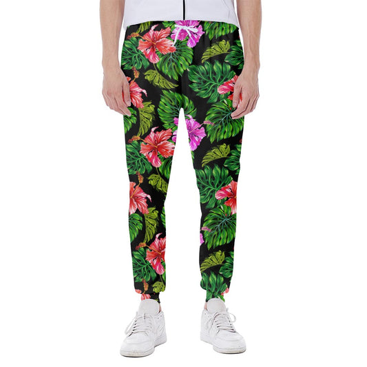 Monstera Hibiscus Hawaii Pattern Print Scuba Joggers