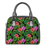 Monstera Hibiscus Hawaii Pattern Print Shoulder Handbag