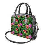 Monstera Hibiscus Hawaii Pattern Print Shoulder Handbag