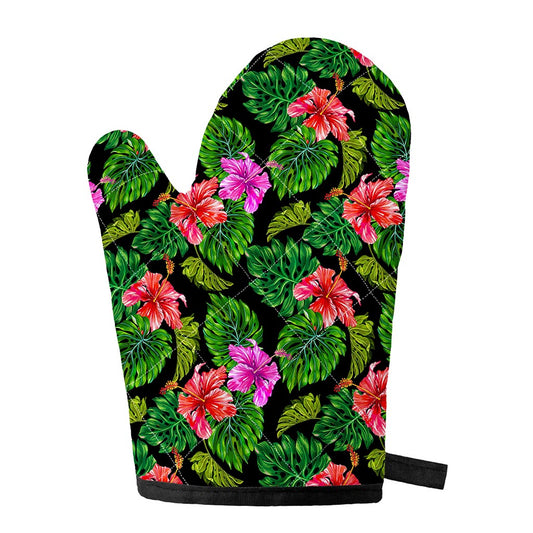 Monstera Hibiscus Hawaii Pattern Print Single Oven Mitt