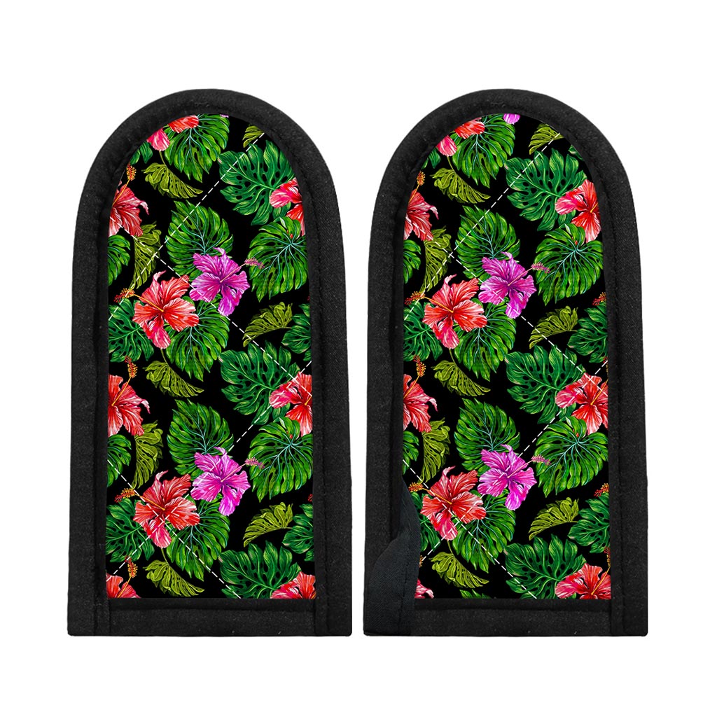 Monstera Hibiscus Hawaii Pattern Print Skillet Handle Cover