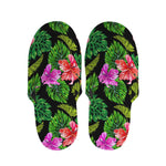 Monstera Hibiscus Hawaii Pattern Print Slippers