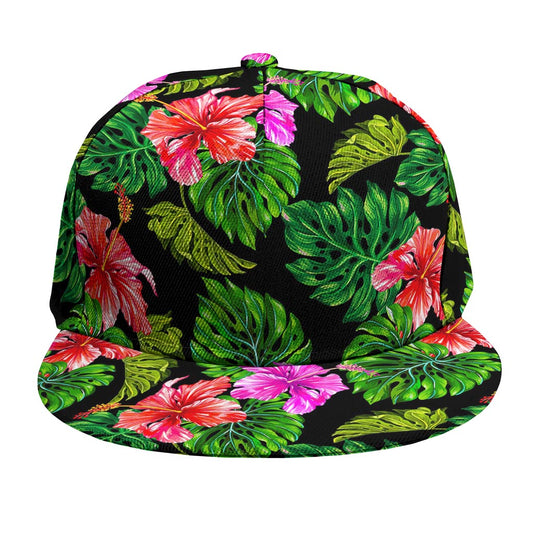 Monstera Hibiscus Hawaii Pattern Print Snapback Cap