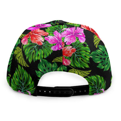 Monstera Hibiscus Hawaii Pattern Print Snapback Cap