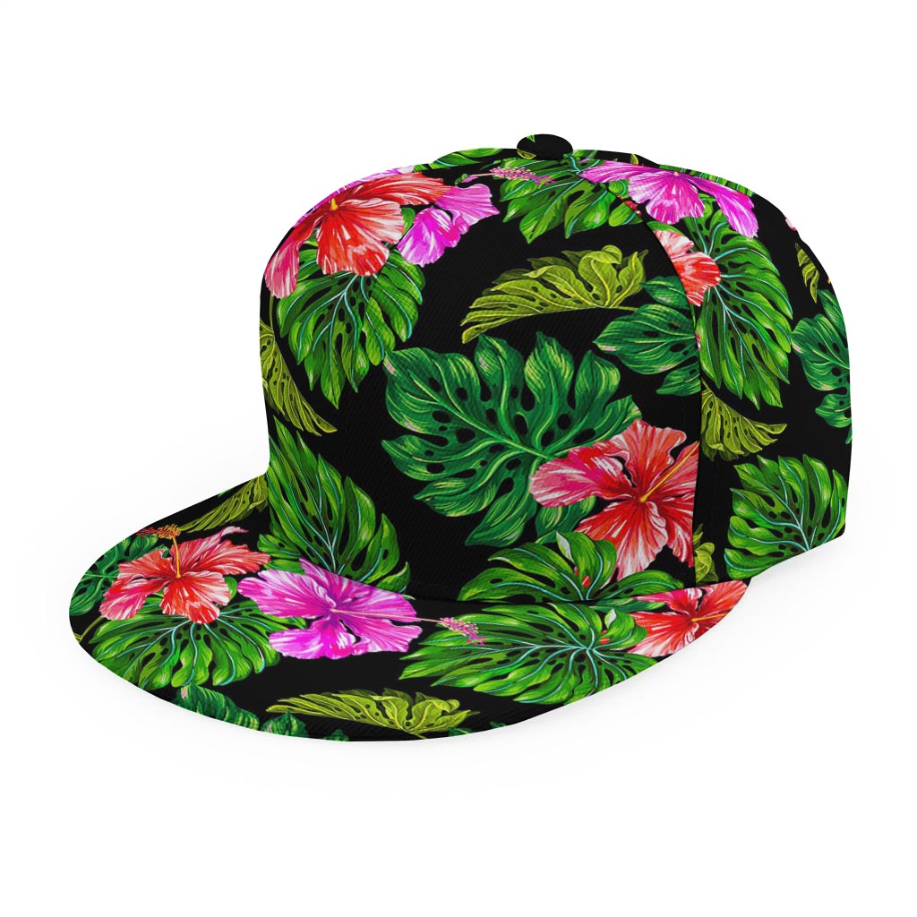 Monstera Hibiscus Hawaii Pattern Print Snapback Cap