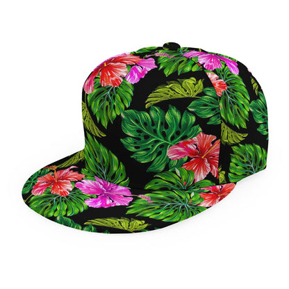 Monstera Hibiscus Hawaii Pattern Print Snapback Cap