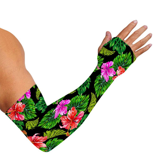 Monstera Hibiscus Hawaii Pattern Print Sun Protection Arm Sleeves