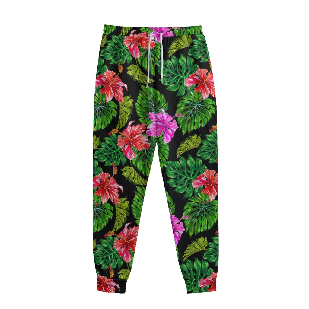 Monstera Hibiscus Hawaii Pattern Print Sweatpants