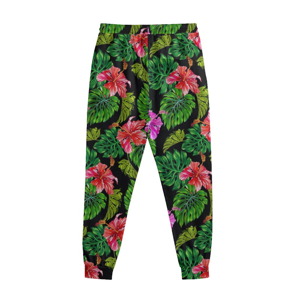 Monstera Hibiscus Hawaii Pattern Print Sweatpants