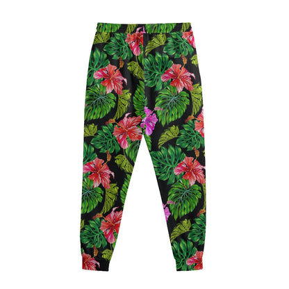 Monstera Hibiscus Hawaii Pattern Print Sweatpants