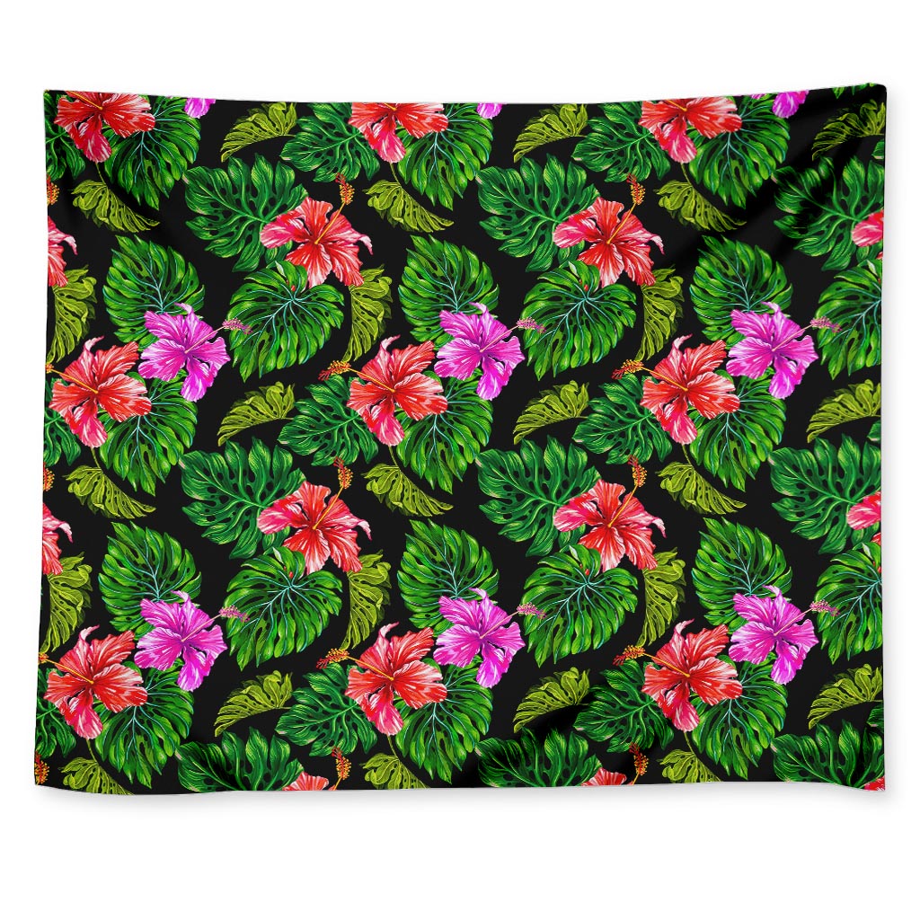 Monstera Hibiscus Hawaii Pattern Print Tapestry