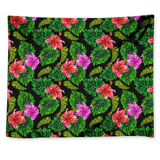 Monstera Hibiscus Hawaii Pattern Print Tapestry