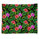 Monstera Hibiscus Hawaii Pattern Print Tapestry