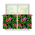 Monstera Hibiscus Hawaii Pattern Print Tier Curtains