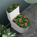 Monstera Hibiscus Hawaii Pattern Print Toilet Lid And Tank Cover Set