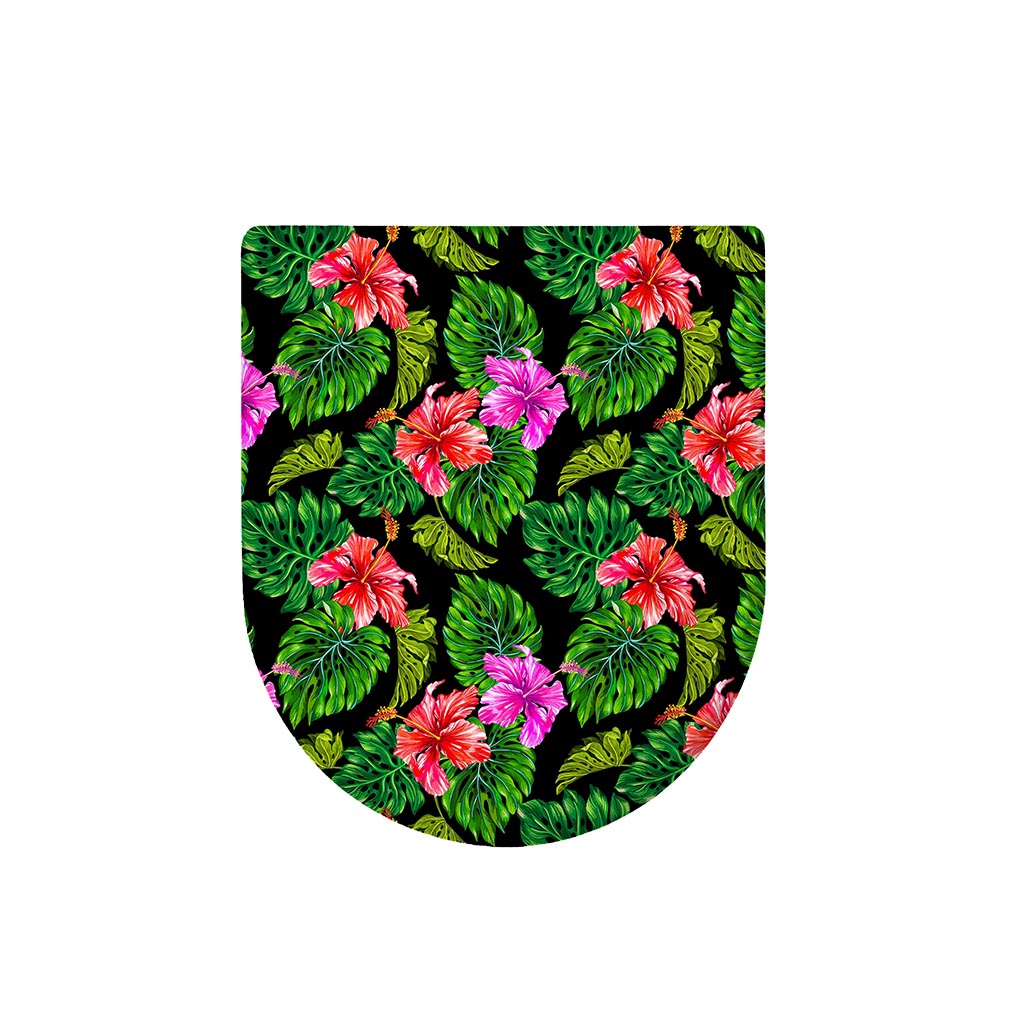 Monstera Hibiscus Hawaii Pattern Print Toilet Lid Cover
