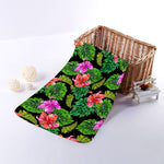 Monstera Hibiscus Hawaii Pattern Print Towel