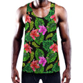 Monstera Hibiscus Hawaii Pattern Print Men's Workout Tank Top